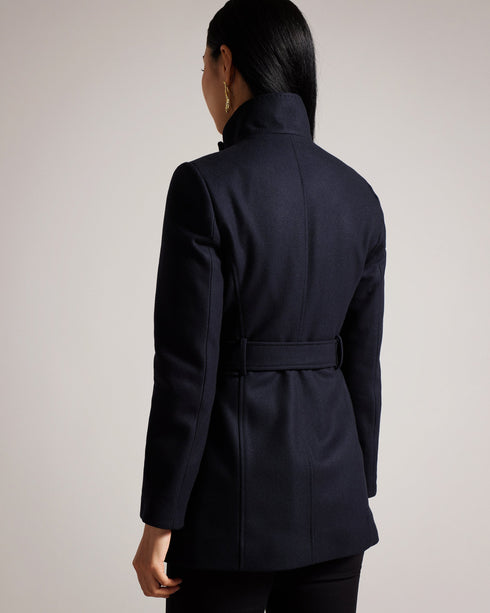 ICOMBIS-Outerwear-The Short Funnel Neck Coat is perfect for colder days, offering maximum warmth and comfort. Its unique design is stylish yet functional, keeping you cozy and looking good during the fall and winter seasons. Add this versatile coat to your wardrobe for a sleek and sophisticated look while staying warm and protected from the elements.- Ted Baker Romania